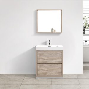 Bliss 30″ Nature Wood Floor Mount Modern Bathroom Vanity