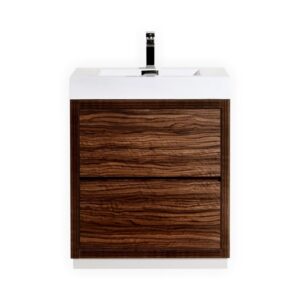 Bliss 30″ Walnut Free Standing Modern Bathroom Vanity