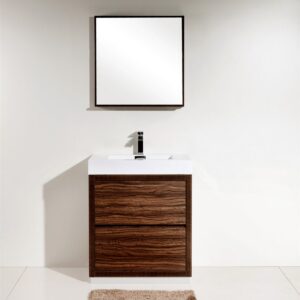Bliss 30″ Walnut Free Standing Modern Bathroom Vanity