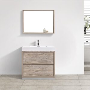 Bliss 36″ Nature Wood Floor Mount Modern Bathroom Vanity
