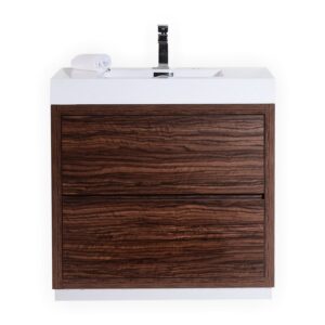 Bliss 36″ Walnut Free Standing Modern Bathroom Vanity