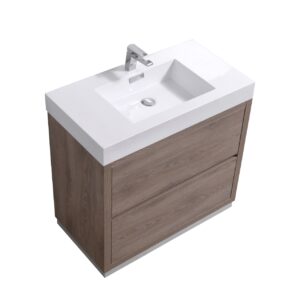 Bliss 40″ Butternut Free Standing Modern Bathroom Vanity