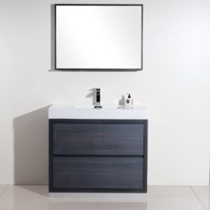 Bliss 40″ Gray Oak Free Standing Modern Bathroom Vanity