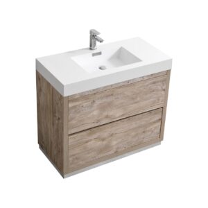 Bliss 40″ Nature Wood Floor Mount Modern Bathroom Vanity
