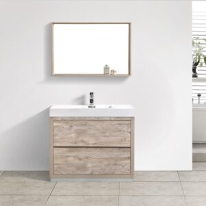 Bliss 40″ Nature Wood Floor Mount Modern Bathroom Vanity