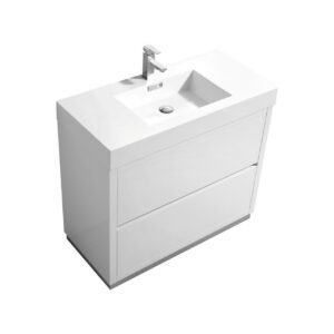 Bliss 40″ High Gloss White Free Standing Modern Bathroom Vanity