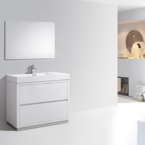 Bliss 40″ High Gloss White Free Standing Modern Bathroom Vanity