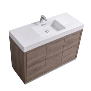Bliss 48″ Butternut Free Standing Modern Bathroom Vanity