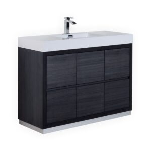 Bliss 48″ Gray Oak Free Standing Modern Bathroom Vanity