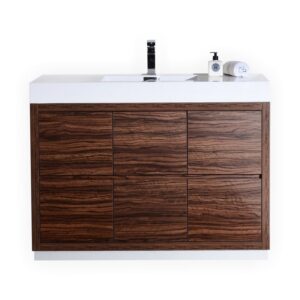 Bliss 48″ Walnut Free Standing Modern Bathroom Vanity