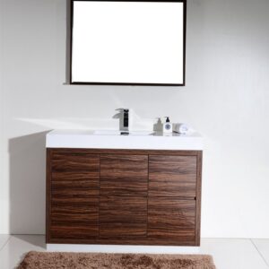 Bliss 48″ Walnut Free Standing Modern Bathroom Vanity