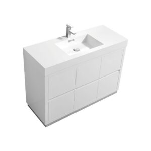 Bliss 48″ High Gloss White Free Standing Modern Bathroom Vanity