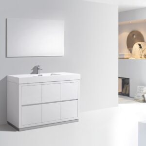 Bliss 48″ High Gloss White Free Standing Modern Bathroom Vanity