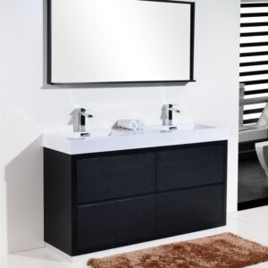 Bliss 60″ Double  Sink Black Free Standing Modern Bathroom Vanity