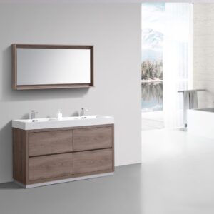 Bliss 60″ Double Sink Butternut Free Standing Modern Bathroom Vanity