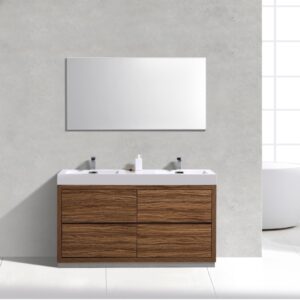 Bliss 60″ Double Sink Chestnut Free Standing Modern Bathroom Vanity