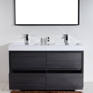 Bliss 60″ Double Sink Gray Oak Free Standing Modern Bathroom Vanity