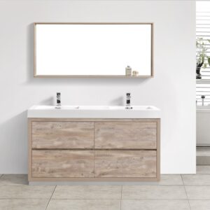 Bliss 60″ Nature Wood Floor Mount Modern Bathroom Vanity