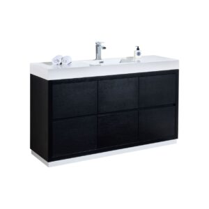 Bliss 60″ Single Sink Black Free Standing Modern Bathroom Vanity