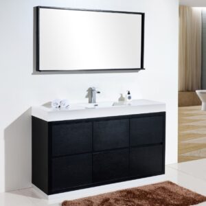 Bliss 60″ Single Sink Black Free Standing Modern Bathroom Vanity