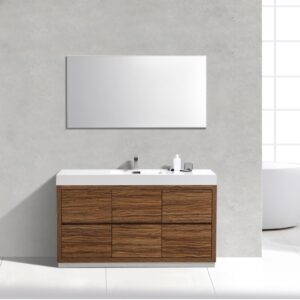 Bliss 60″ Single Sink Chestnut Floor Mount Modern Bathroom Vanity