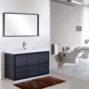 Bliss 60″ Single Sink Gray Oak Free Standing Modern Bathroom Vanity