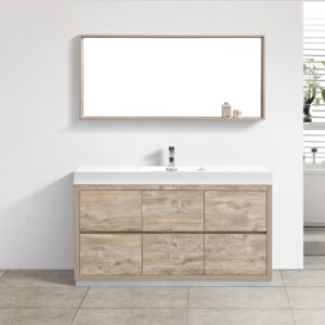 Bliss 60″ Single Sink Floor Mount Nature Wood Modern Bathroom Vanity
