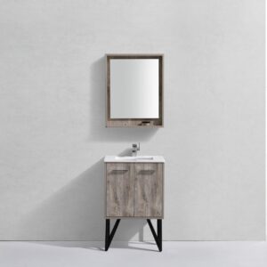 Bosco 24″ Nature Wood Modern Bathroom Vanity w/ White Countertop