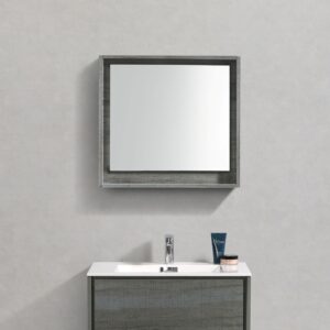 30″ Wide Mirror w/ Shelf – Ocean Gray