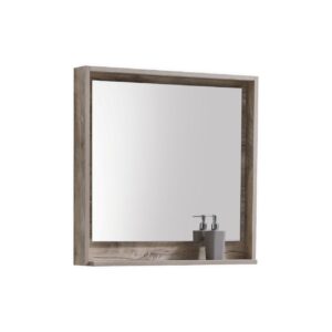30″ Wide Mirror w/ Shelf – Nature Wood