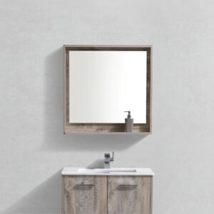 30″ Wide Mirror w/ Shelf – Nature Wood