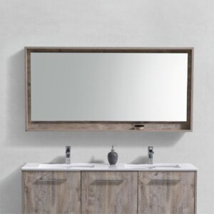 60″ Wide Mirror w/ Shelf – Nature Wood