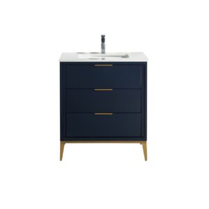Divani 30″ Navy Blue Vanity W/ Quartz Counter Top