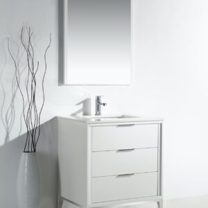 Divani 30″ Gloss White Vanity W/ Quartz Counter Top