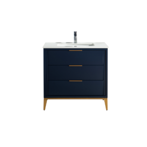 Divani 36″ Navy Blue Vanity W/ Quartz Counter Top