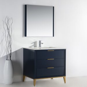 Divani 36″ Navy Blue Vanity W/ Quartz Counter Top