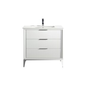 Divani 36″ Gloss White Vanity W/ Quartz Counter Top
