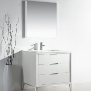 Divani 36″ Gloss White Vanity W/ Quartz Counter Top