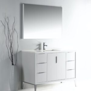 Divani 48″ Gloss White Vanity W/ Quartz Counter Top