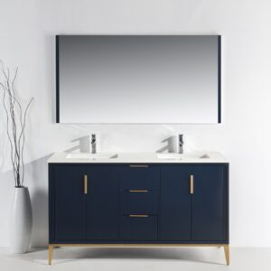 Divani 60″ Navy Blue Vanity W/ Quartz Counter Top