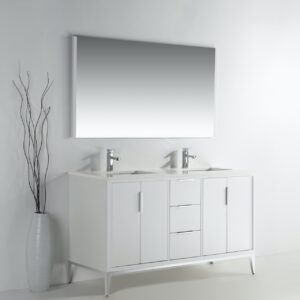 Divani 60″ Gloss White Vanity W/ Quartz Counter Top