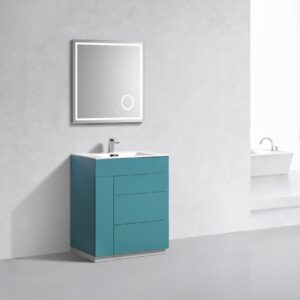 Milano 30″ Teal Green Floor Mount Modern Bathroom Vanity