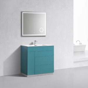Milano 36″ Teal Green Floor Mount Modern Bathroom Vanity