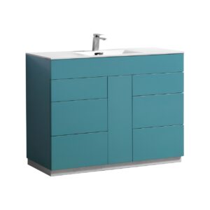 Milano 48″ Teal Green Floor Mount Modern Bathroom Vanity