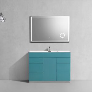 Milano 48″ Teal Green Floor Mount Modern Bathroom Vanity