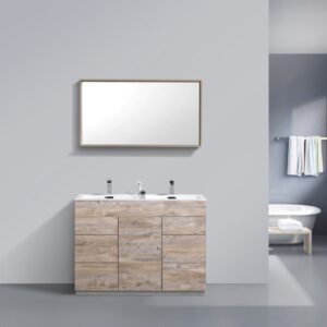 Milano 48″ Double Sink Nature Wood Floor Mount Modern Bathroom Vanity
