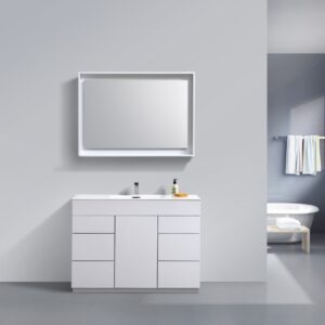 Milano 48″ High Gloss White Floor Mount Modern Bathroom Vanity