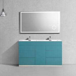 Milano 48″ Double Sink Teal Green Floor Mount Modern Bathroom Vanity