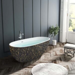 Kube BALLI 67” Black and Gold Free Standing Bathtub