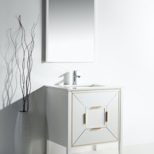 Vetro 30″ Gloss White Vanity W/ Quartz Counter Top